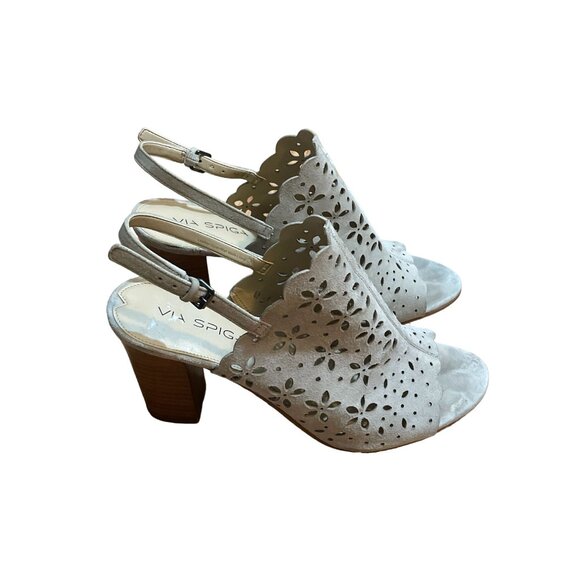 Via Spiga Lether Suede Sandal Block Heel Size 9.5 - Picture 2 of 7